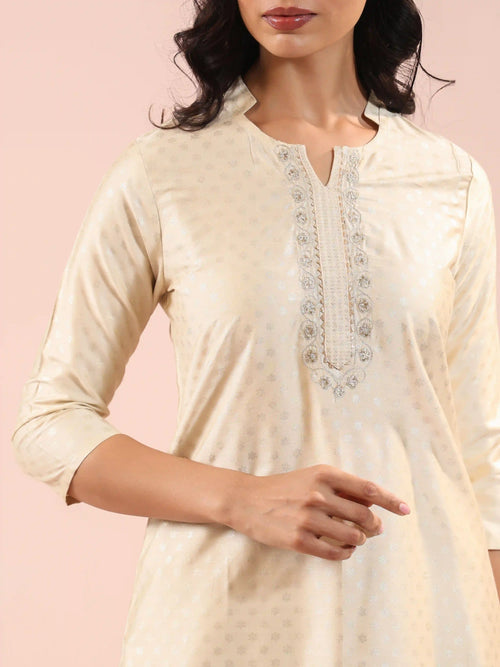SILK BASE 2PC GOLD PRINTED KURTA SET