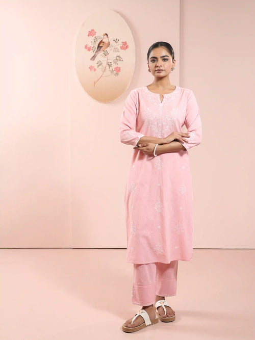 CHIKANKARI EMBROIDERY 2PC KURTA SET