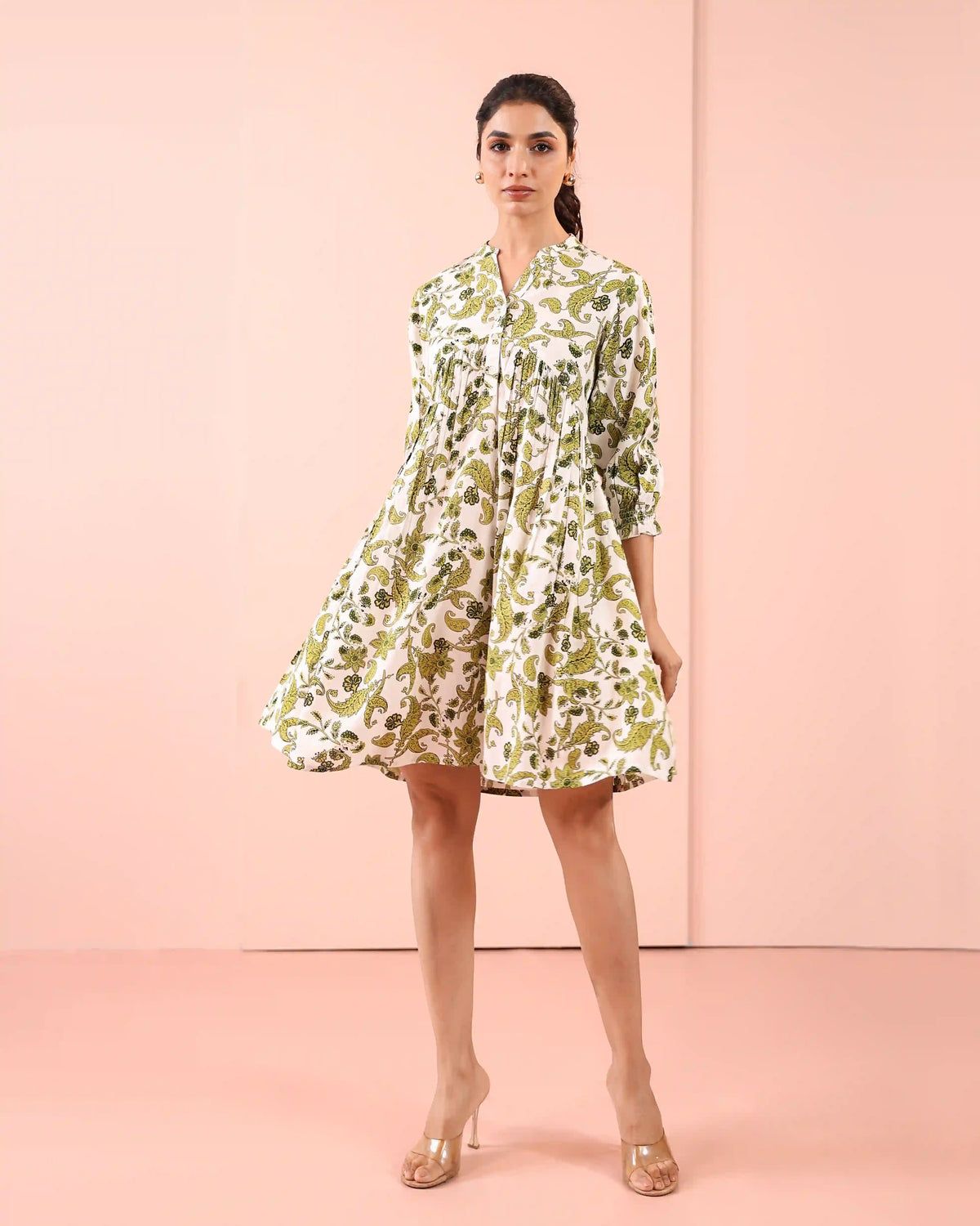 Floral Printed Alya Cut Short Dress