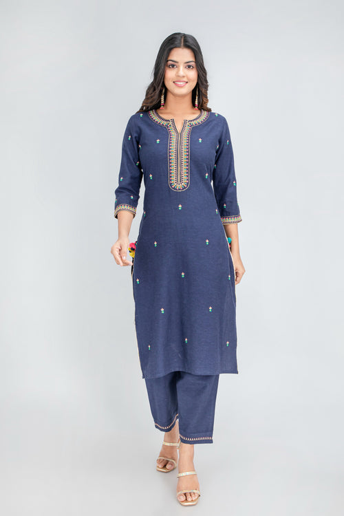 EMBROIDERED KURTA & PANT SET