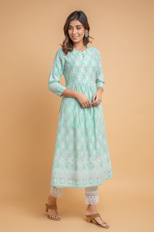 KHADI PRINTED KURTA WITH PANT SET