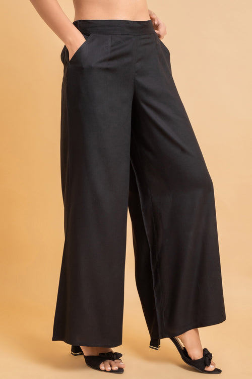 Solid Rayon Palazzo Pants