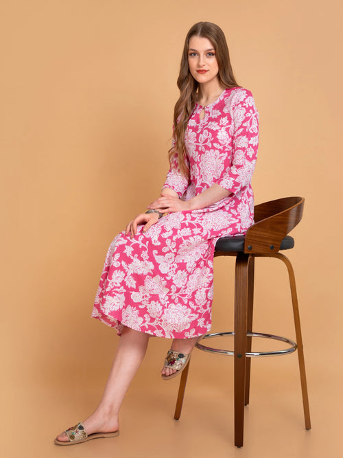 Floral Print Bias-Cut Long Dress