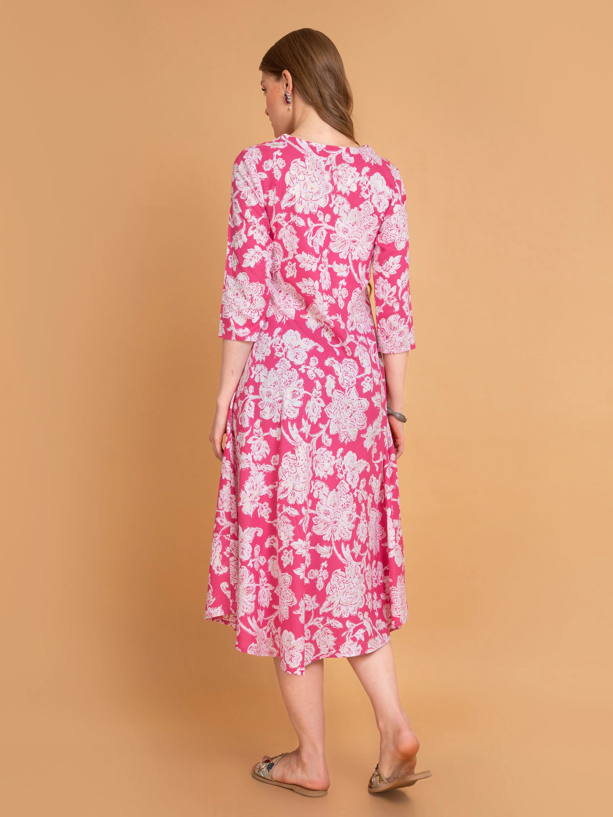 Floral Print Bias-Cut Long Dress