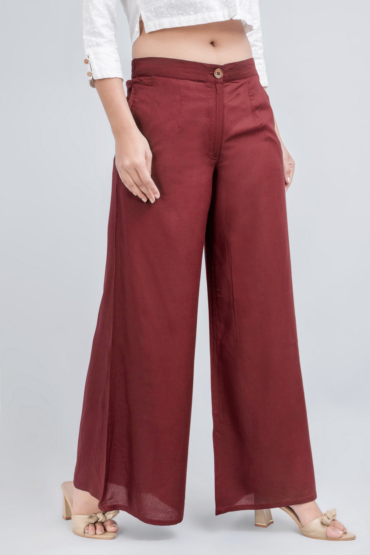 Solid Rayon Palazzo Pants