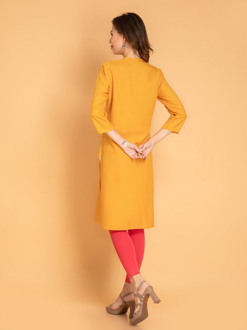 Pintuck Detail Knee-Length Kurti