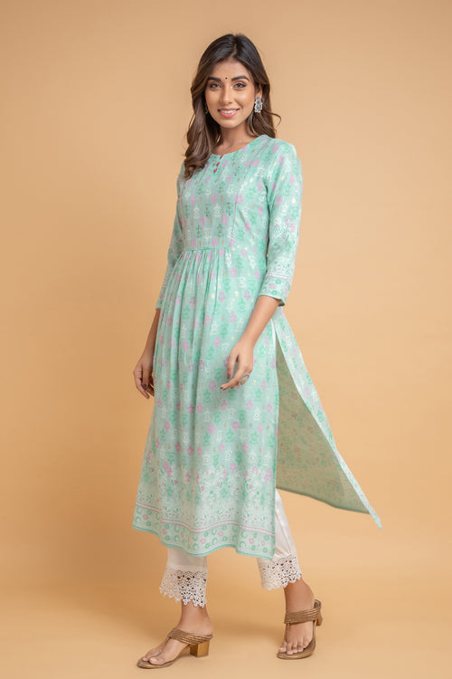 KHADI PRINTED KURTA WITH PANT SET