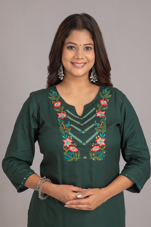 Embroidered Rayon 2Pc Kurta Set