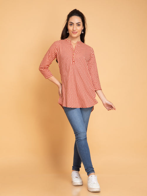 Mul Cotton Polka Dot High-Low Top