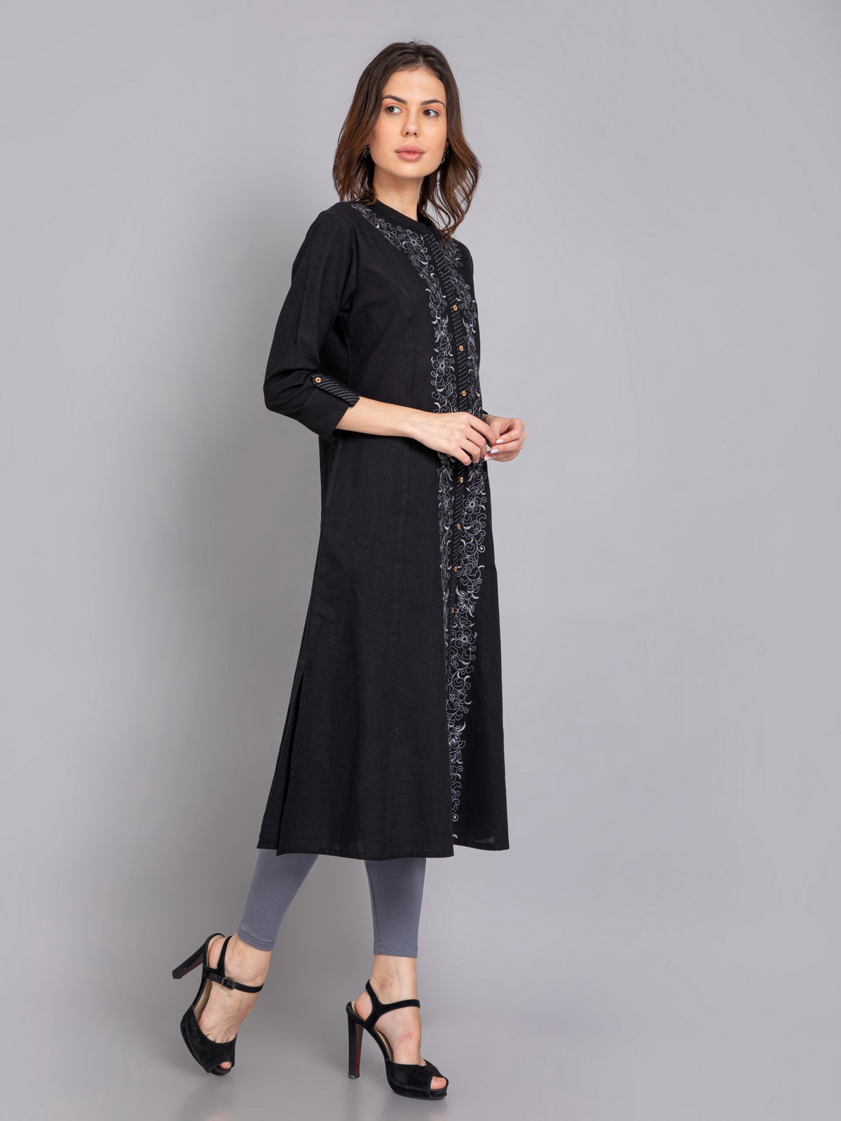 P-Line Placket Embroidered Long Kurti