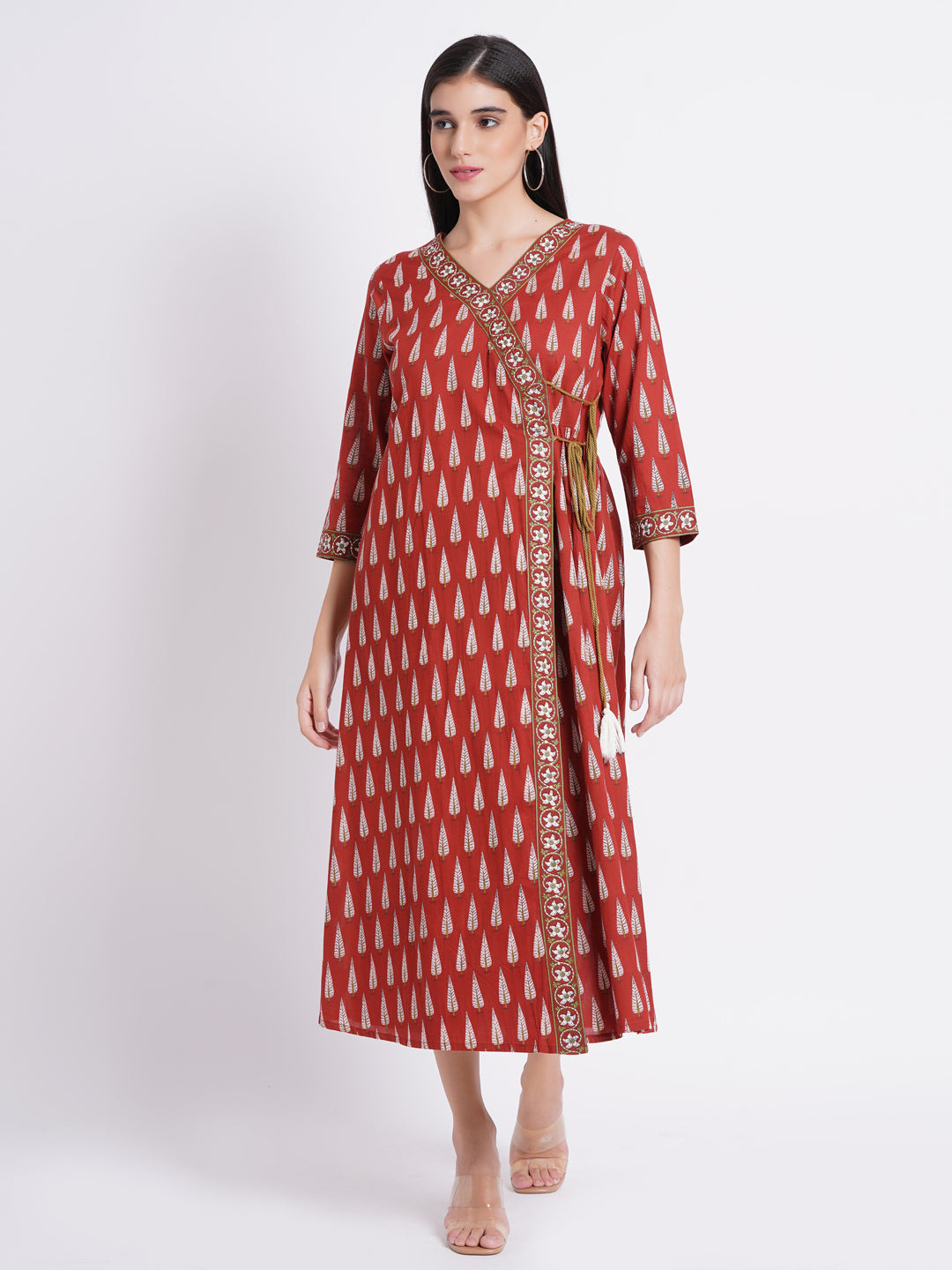 Mul Cotton Angrakha Kurta with Hand Embellishments