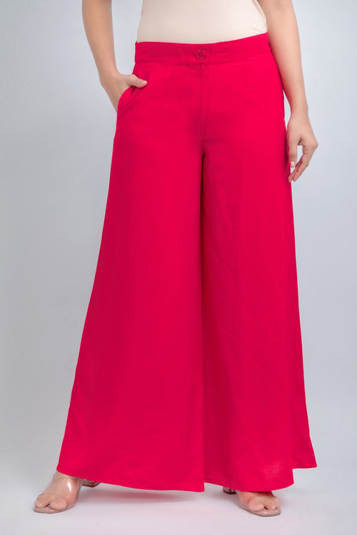 Solid Rayon Palazzo Pants