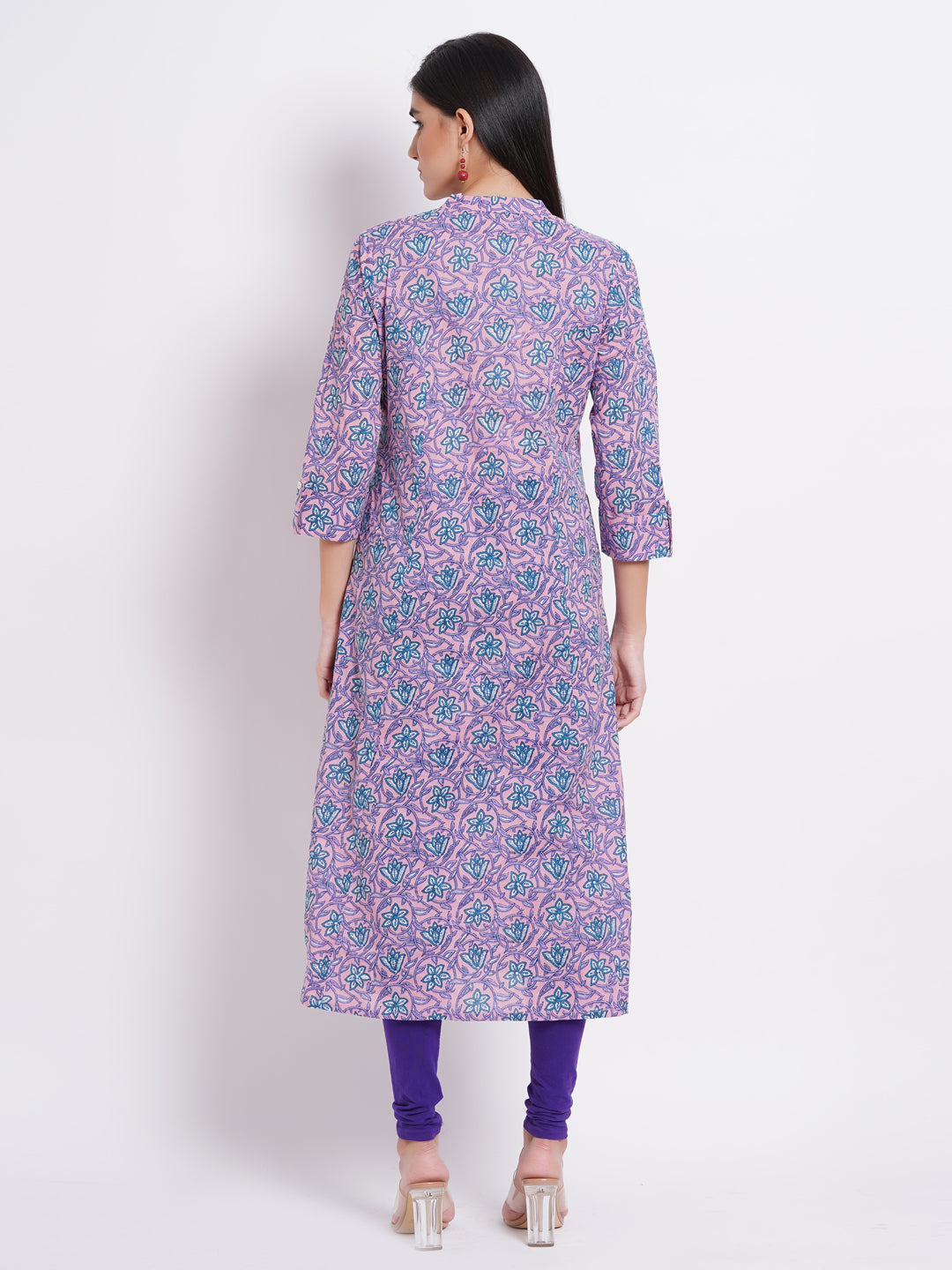 Printed A-Line Day Out Kurti with Button Details