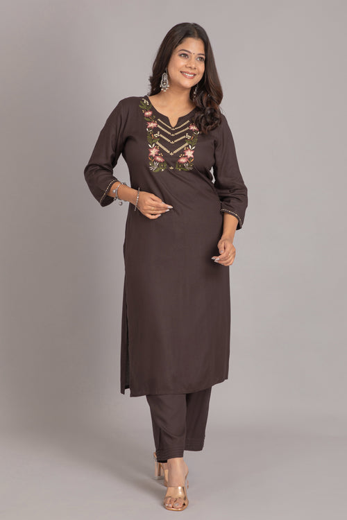 Embroidered Rayon 2Pc Kurta Set