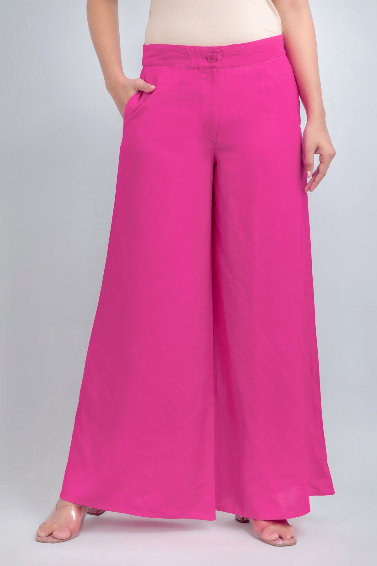 Solid Rayon Palazzo Pants