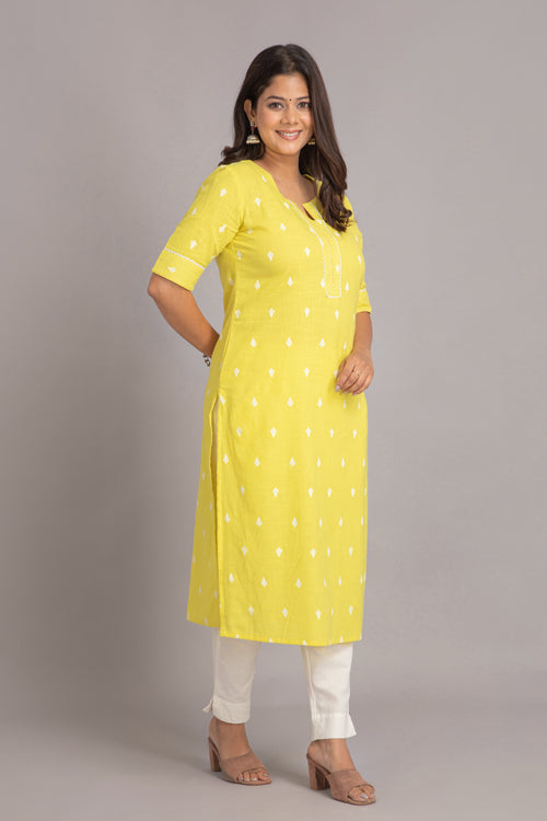 Printed Long Kurti with Embroidery & Bead Work