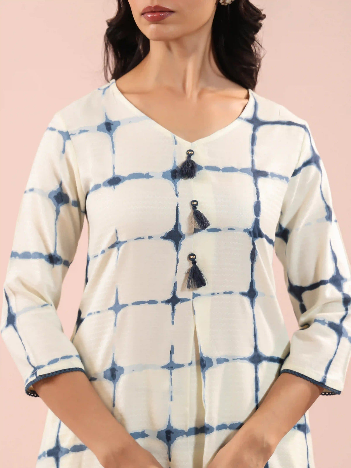 TIE DYE PRINTED 2PC KURTA SET EMBELLISHED WITH TESSAL DETAILS