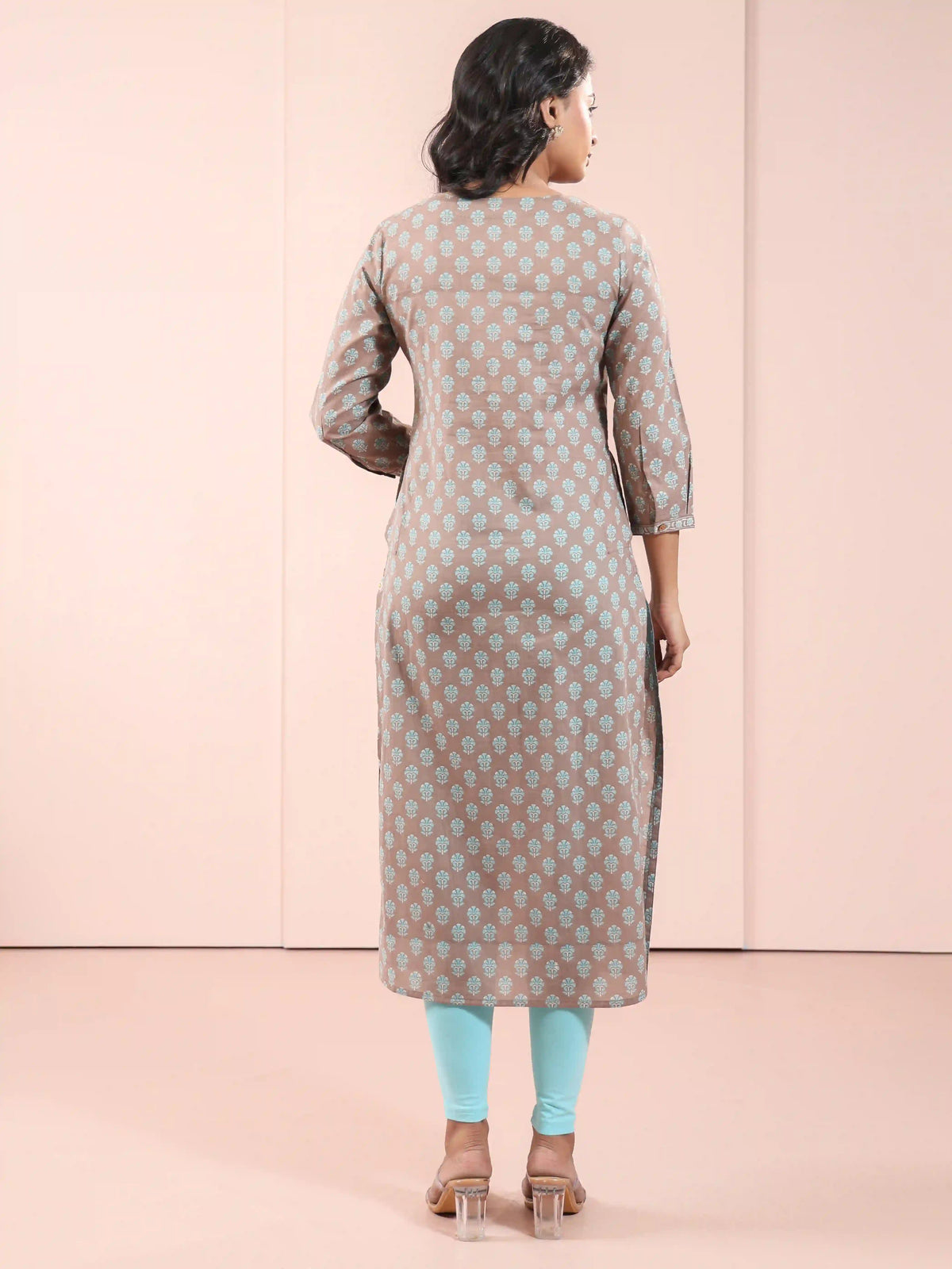MUL COTTON BAGRU PRINTED KURTI EMBELLISHED WITH HAND CRAFT DETAILS
