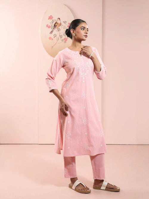 CHIKANKARI EMBROIDERY 2PC KURTA SET