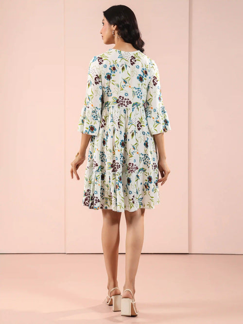 PRINTED TIERED DRESS