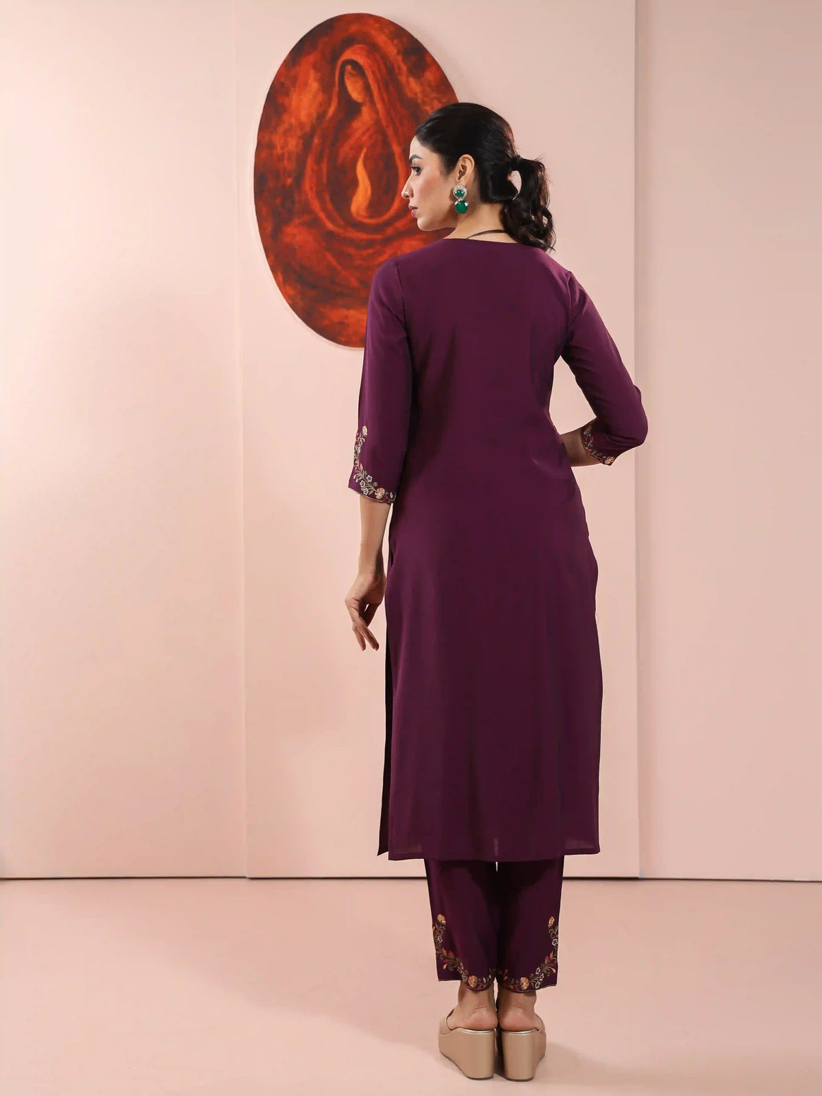 SILK BASE BEAUTIFUL EMBROIDERY 3PC KURTA SET WITH SEQUENCE DETAILS