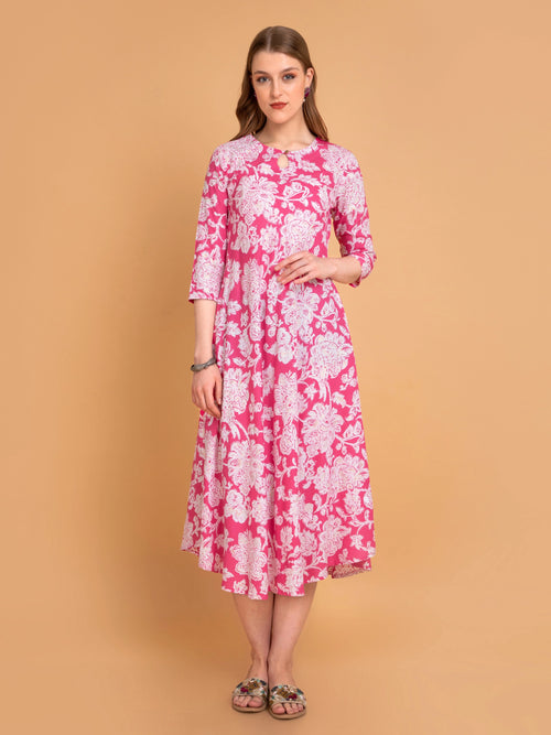 Floral Print Bias-Cut Long Dress