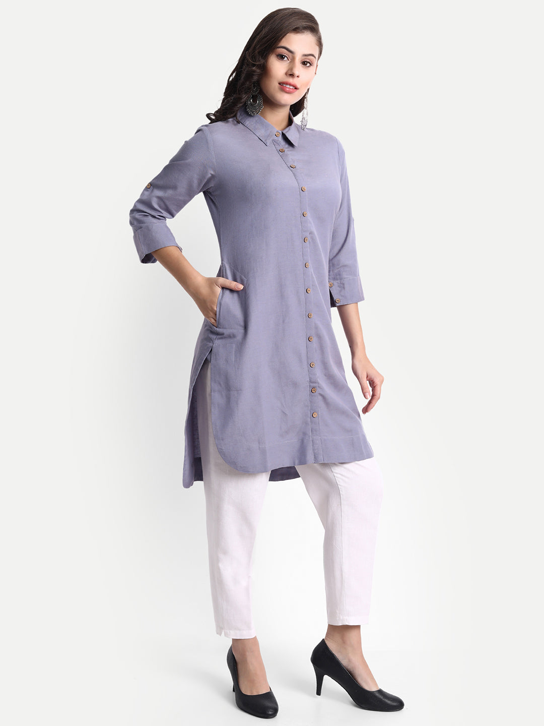 Rayon Linen Shirt Style Tunic