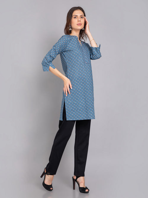 Suti Women Cotton Printed Straight Kurti Detailed With Handwork