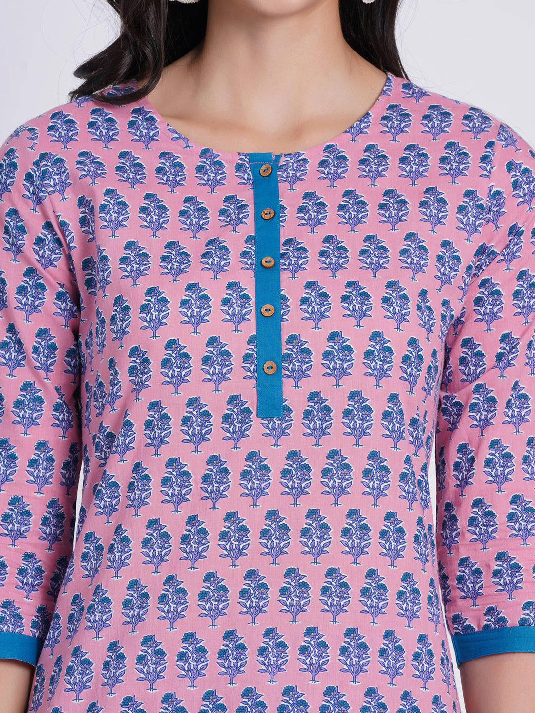 Mul Cotton Floral Printed Short Kurti