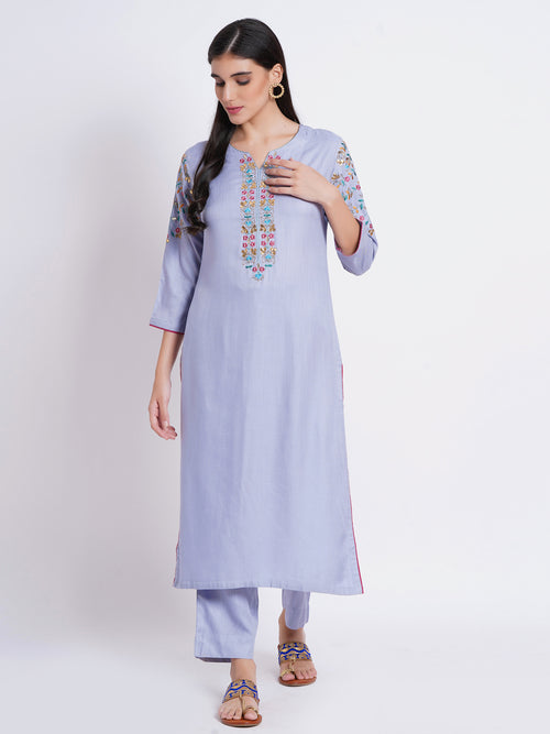 Rayon 2-Piece Kurta Set With Gota Embroidery