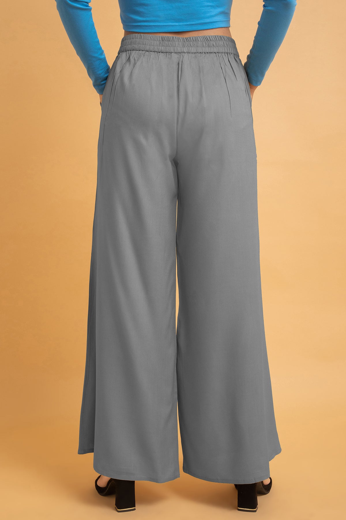 Solid Rayon Palazzo Pants