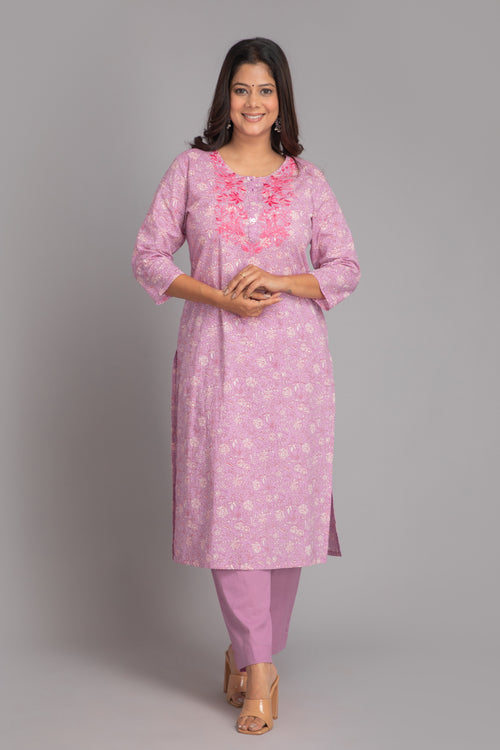 Mul Cotton 3-Piece Kurta Set with Beautiful Embroidery