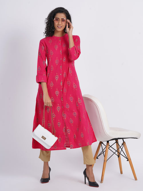 Ekat Gold Printed A-Line Long Kurti