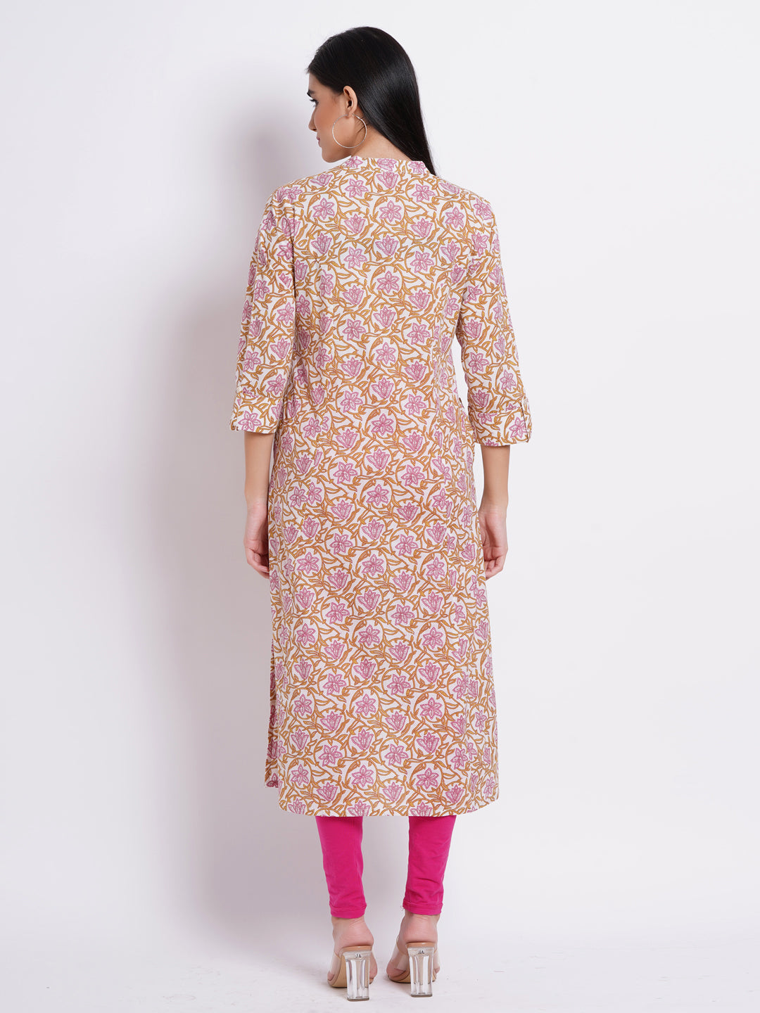 Printed A-Line Day Out Kurti with Button Details