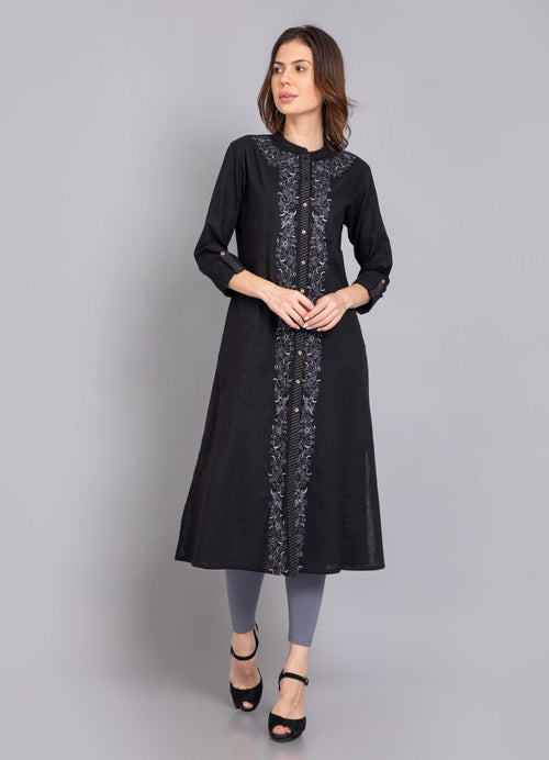 P-Line Placket Embroidered Long Kurti