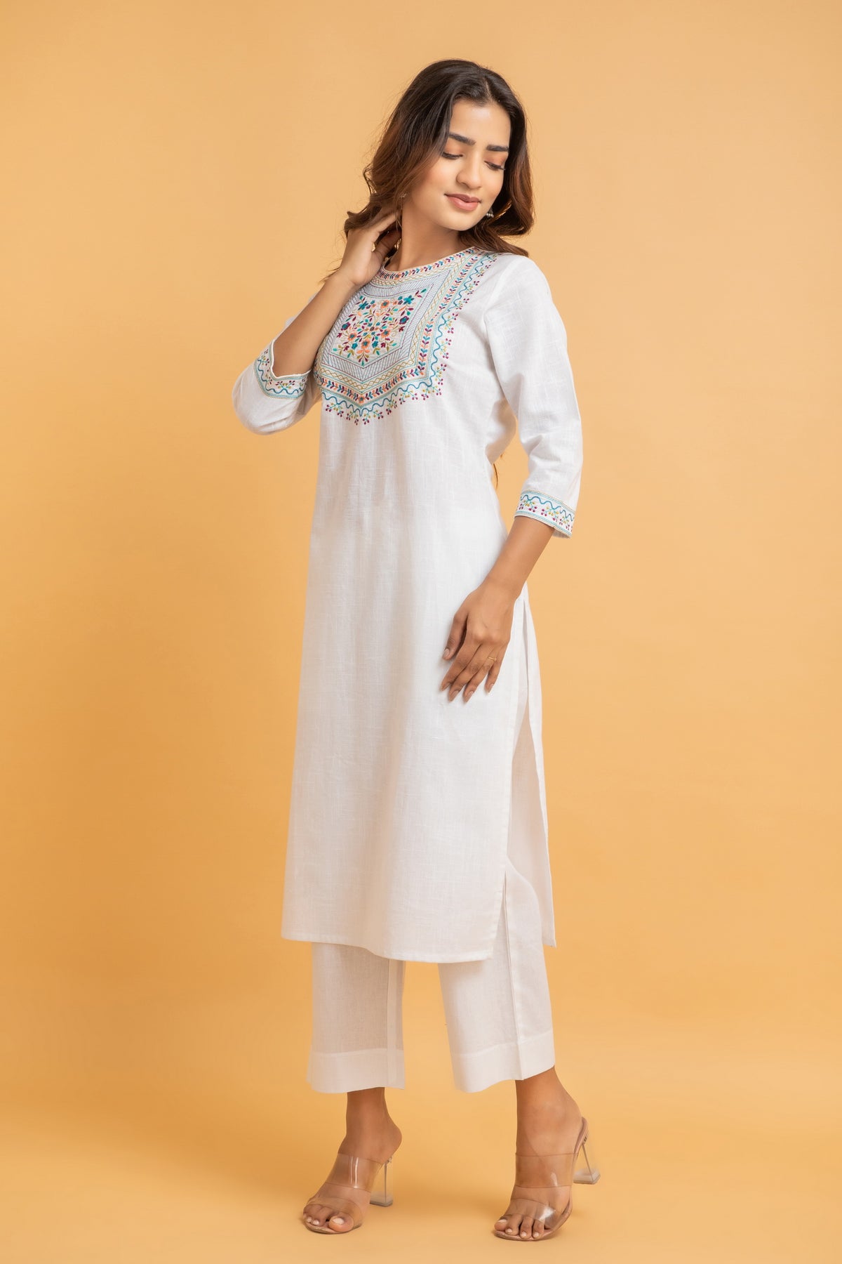 COLORFULL EMBROIDERED STRAIGHT KURTI