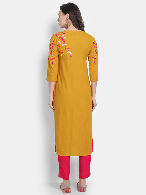 Multi Colour Straight Long Kurti with Embroidery