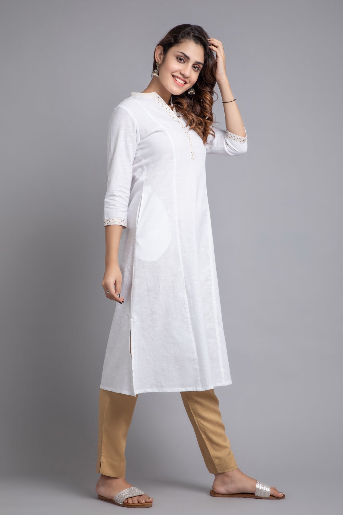 Kalidar Straight Long Kurti with Intricate Embroidery