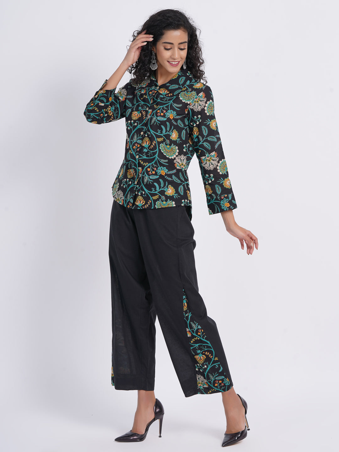 Mul Cotton Printed Co-Ord Set with Detailed Pants