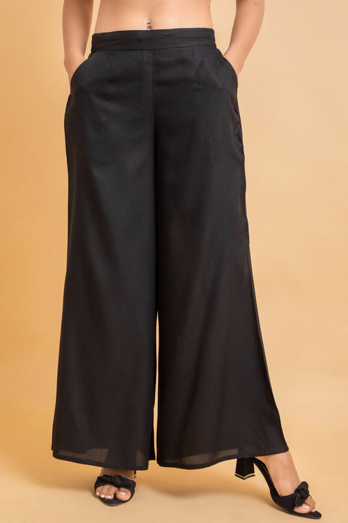 Solid Rayon Palazzo Pants