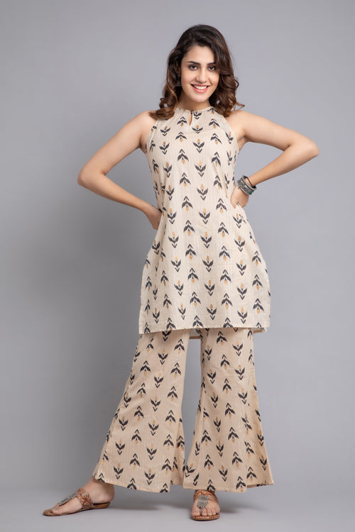 Mul Cotton Sleeveless Kurti with Palazzo Pants