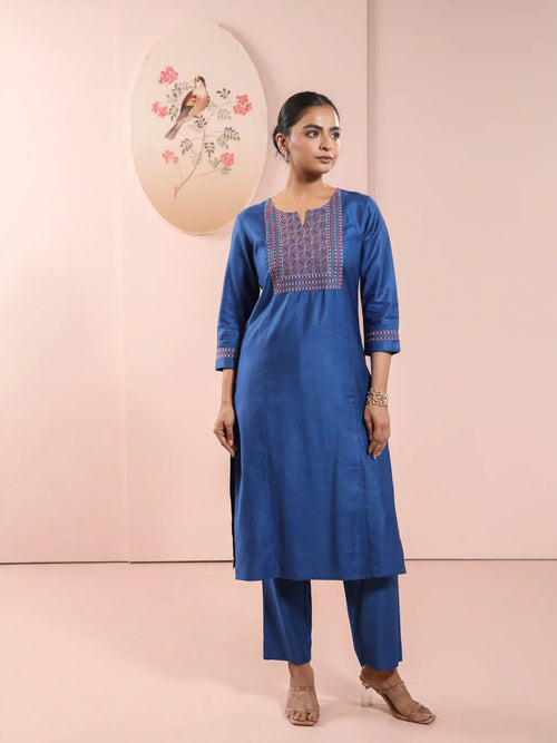 TUSSER SILK KANTHA EMBROIDERED KURTI