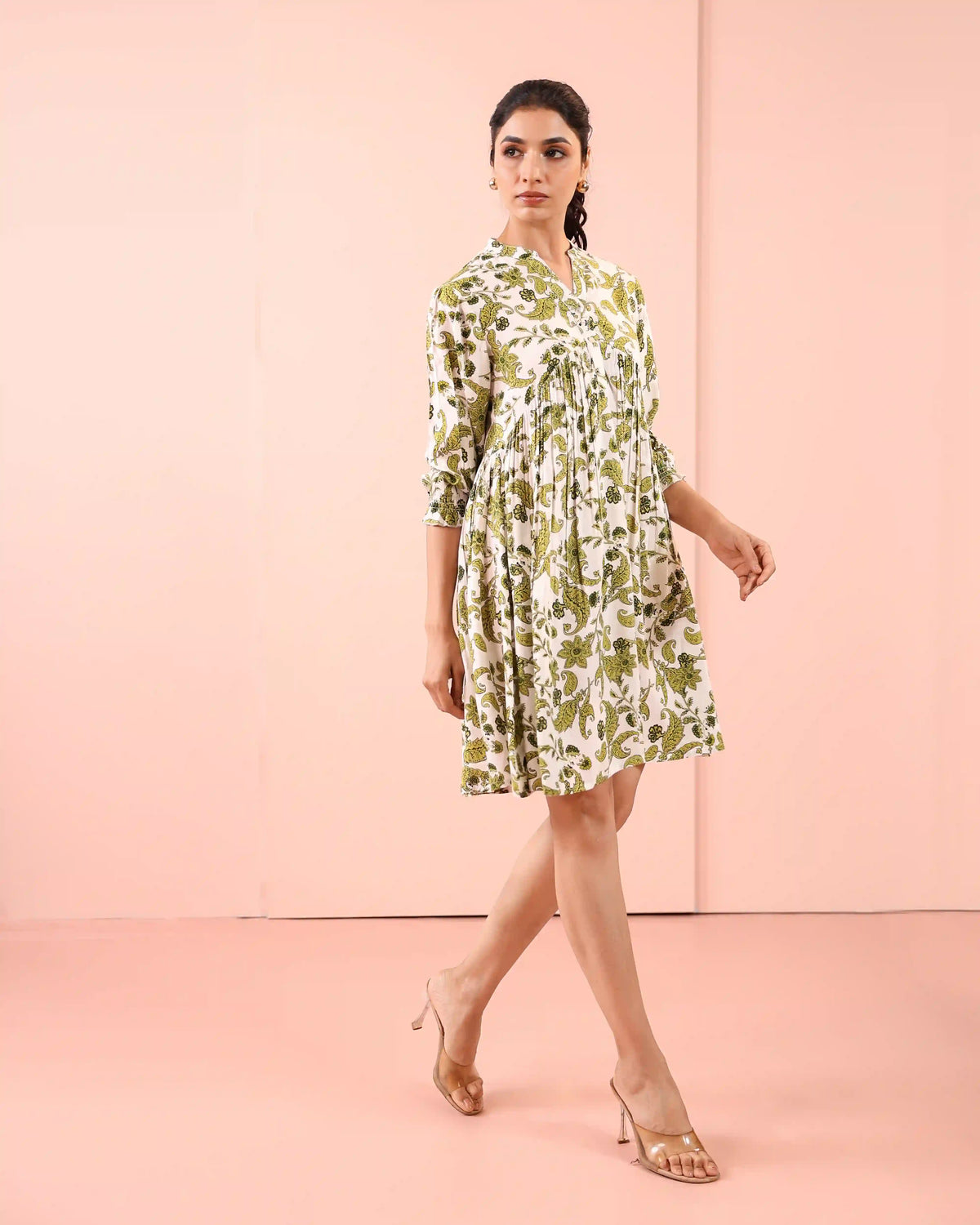 Floral Printed Alya Cut Short Dress