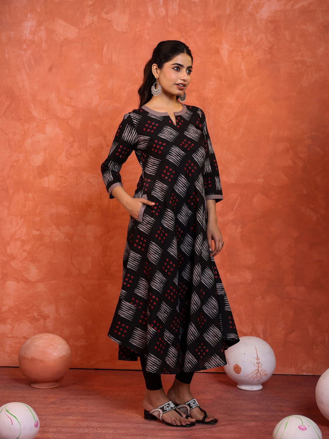 DABU PRINTED LONG BIAS DRESS