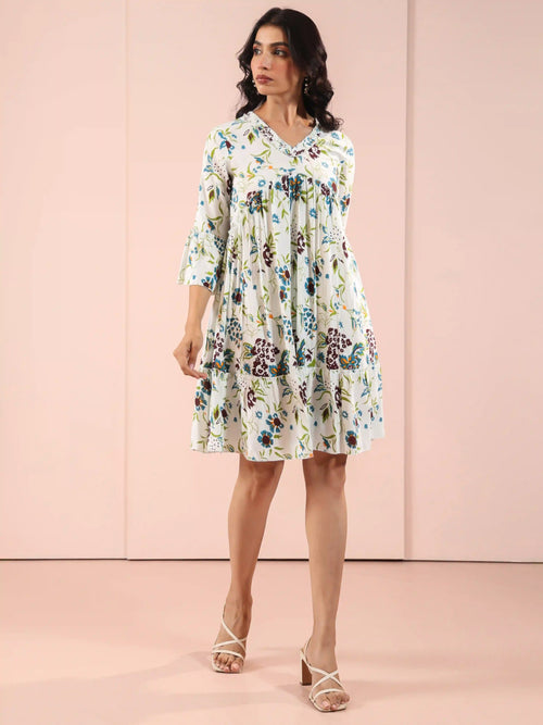 PRINTED TIERED DRESS