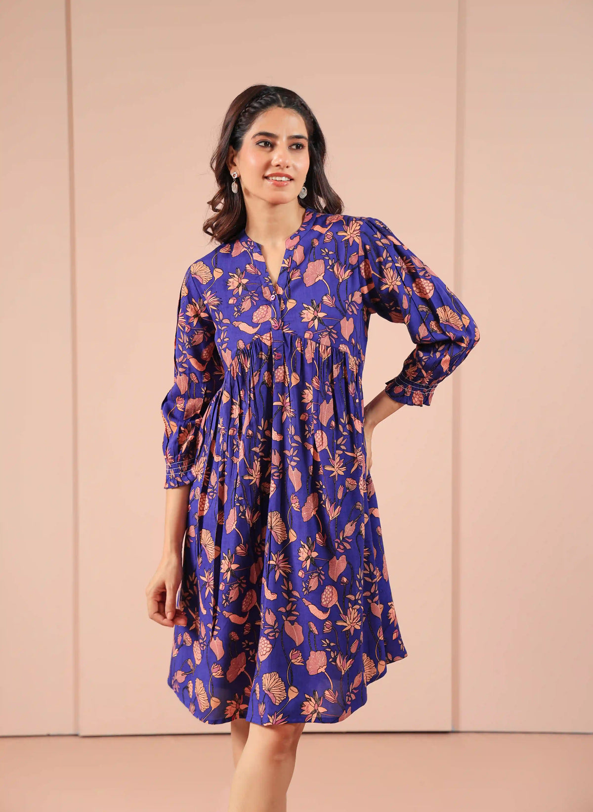SUTI WOMEN RAYON PRINTED SHORT DRESS