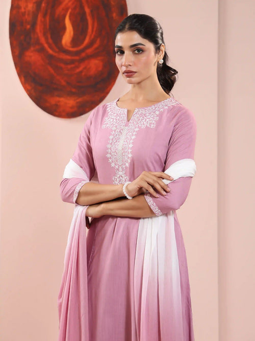 3PC KALIDAR KURTA SET DETAILED WITH EMBROIDERY