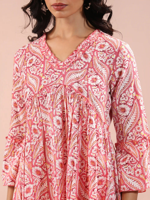 Printed Tiered Alya Cut Dress