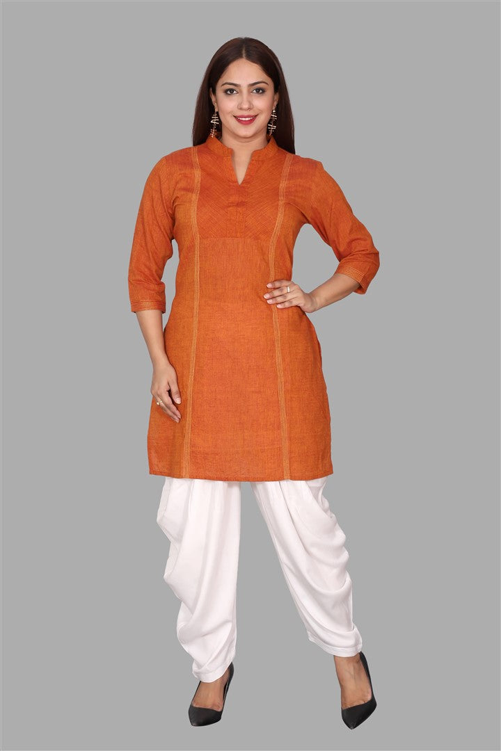 SUTI WOMEN COTTON YARN DYED PINTUCK YOKE KURTI