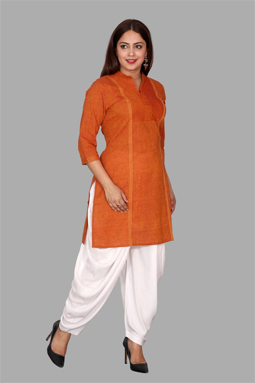 SUTI WOMEN COTTON YARN DYED PINTUCK YOKE KURTI